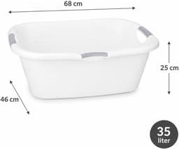 Storage Solutions wasmand - 35 liter - wit - kunststof - 68 x 46 x 25 cm - draagmand - met handvatten - lichtgewicht — thumbnail 4