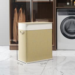 Wasmand 52x32x63cm Beige Bamboe Wasbare mand Wasgoed mand Stevig en duurzaam Praktisch en mooi Eenvoudig schoon te maken Geschikt voor slaapkamer en badkamer — thumbnail 2