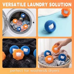 20 Stuks Pluizenverwijderaar Wasballetjes - Wasballen Versnellen Wassen & Voorkomen Klitten - Perfect voor Gezinnen & Grote Ladingen - Blauw & Oranje — thumbnail 5