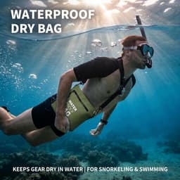 waterdichte tas schoudertas met luchtdichte ritssluiting, lichte dry bag met verstelbare riem voor strand, zwemmen, reizen en dagelijks gebruik, olijfgroen, draagtas — thumbnail 4