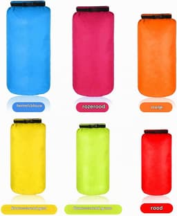 6 stuks waterdichte droge tas set 6 maten lichtgewicht zak en lange verstelbare schouderriem 20/15/10/8/5/3l outdoor houden gear spullen zak voor kajakken camping backpacken boot wandelen — thumbnail 2