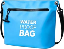 Waterdichte tas schoudertas met luchtdichte ritssluiting, lichte dry bag met verstelbare riem voor strand, zwemmen, reizen en dagelijks gebruik, lichtblauw, draagtas — thumbnail 1
