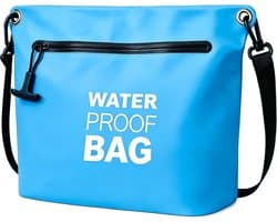 Waterdichte tas schoudertas met luchtdichte ritssluiting, lichte dry bag met verstelbare riem voor strand, zwemmen, reizen en dagelijks gebruik, lichtblauw, draagtas