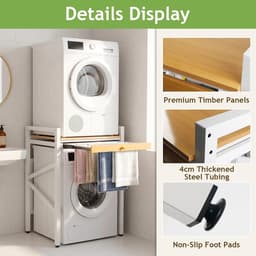 Stapelbare Wasmachine en Droger Sets met Verstelbare Planken, Ruimtebesparend en Praktisch voor Badkamers en Wasruimtes — thumbnail 2