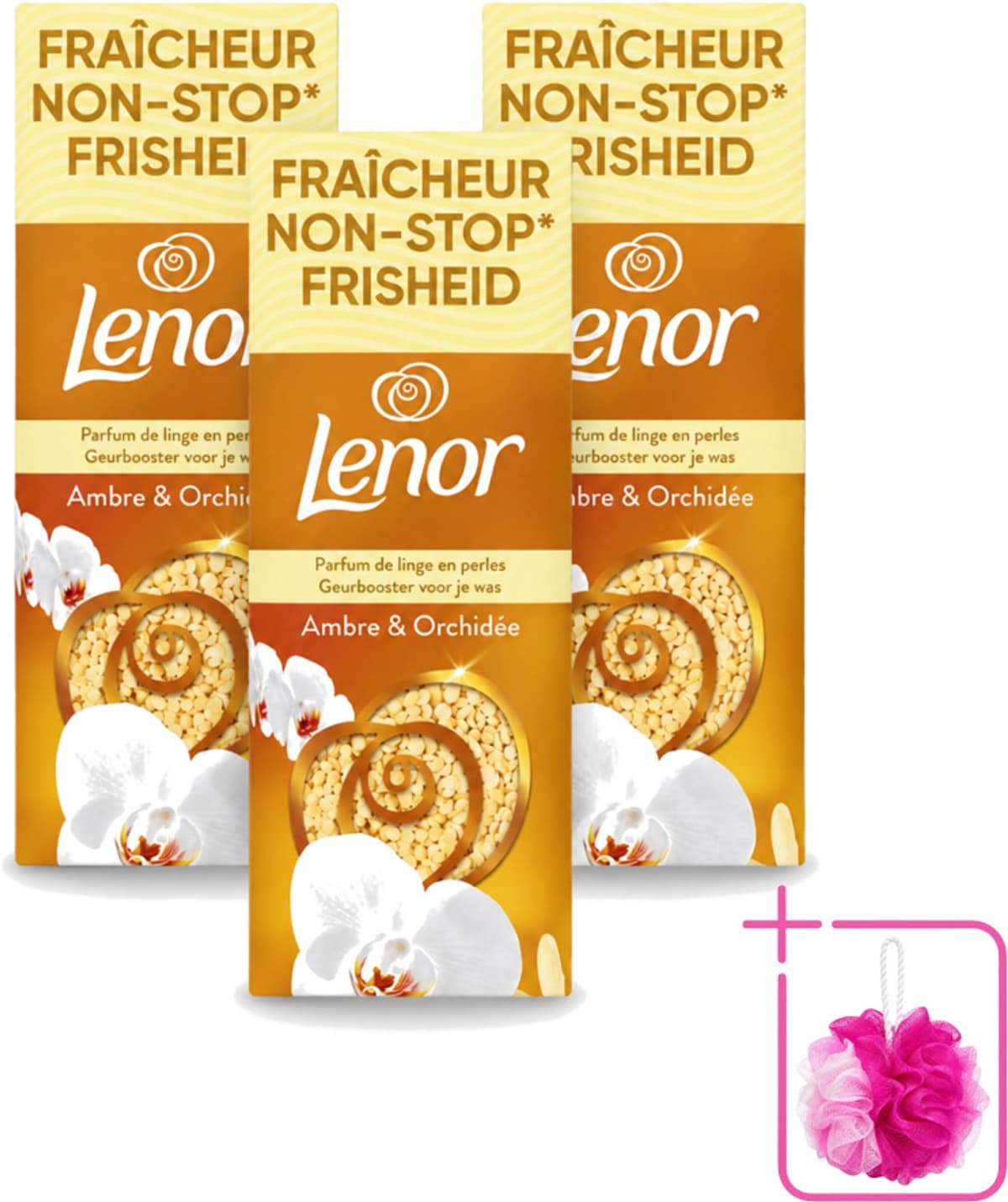 3 x Lenor – Geurbooster – Amber & Orchidee – 12 Wasbeurten – 155 g - Bulkverpakking - Geurparels - Douchemop - Wasgeur — afbeelding 1
