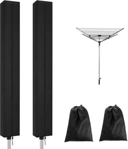 Set van 2 - Hoes voor kledingrek - Hoes voor draaibaar kledingrek - Meubelhoes - Stof-, regen- en zonbestendig - 165x16x16 cm - Universele kledingrekhoes - Zwart — thumbnail 1