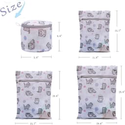 Wasnetjes voor fijne was, set van 4 lingerie-waszakjes met leuke prints; inclusief bh-waszak voor de wasmachine, plus zakjes voor blouses, kousen en sokken. — thumbnail 3