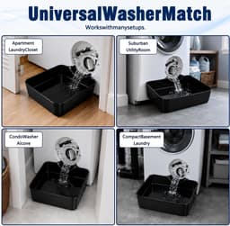 Afvoerbak voor wasmachine - Lekbak wasmachine - 17,4 × 16,4 cm - Lekbak voor Vaatwasser - Wateropvangbak - Wasmachine opvangbak - Opvangbak tegen lekkage - Opvangbak voor filterreiniging - Waterdichte bak - Afvoerbak - Wasmachine Lekbak - Zwart — thumbnail 3