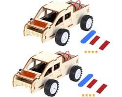 2-set houten spraakgestuurd voertuig DIY speelgoedautokit Wetenschappelijk experimenteel hulpmiddel voor kinderen