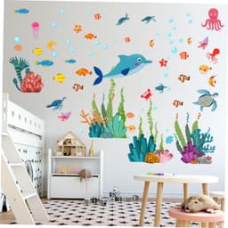1set Zelfklevende Wanddecoratie Zeewereld Dieren Muurstickers Voor Kinderkamer Slaapkamer Feestdecoratie — thumbnail 4