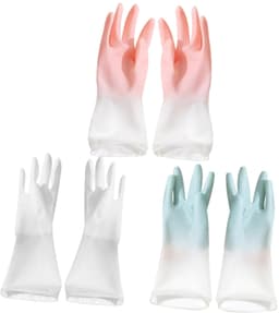 1set Waterdichte Rubber Huishoudhandschoenen Handbeschermende Mouwen Voor Afwassen Schoonmaken Tuinieren Huiswerk Assortiment Kleuren — thumbnail 1