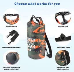 Pakzak, drijvende droogrugzak, strandtas, lichte droogzak voor strand, boottochten, vissen, kajakken, zwemmen, rafting, camping, 5 l, 10 l, 15 l, 20 l, 30 l — thumbnail 2