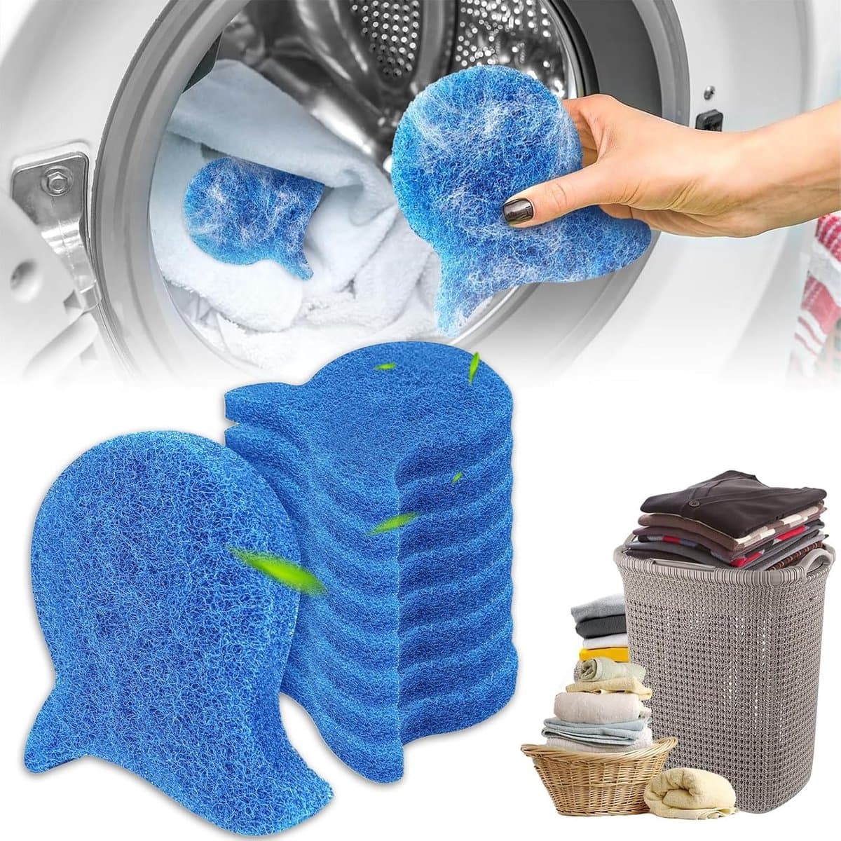 YAGXIG Huisdierhaarverzamelaar - Wasmachinepluizenballen - Herbruikbare wasmachineballen - Geschikt voor kleding en wasmachines - Blauw - Set van 10 — afbeelding 1