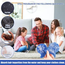 YAGXIG Huisdierhaarverzamelaar - Wasmachinepluizenballen - Herbruikbare wasmachineballen - Geschikt voor kleding en wasmachines - Blauw - Set van 10 — thumbnail 2
