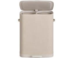 Wasmand Opvouwbare wasmand voor vuile was Grote inhoud van 160 liter Twee gescheiden vakken+afneembare waszakken+deksel tegen geurtjes en handvat aan de onderkant Stevig frame Waterafstotend en gemakkelijk te reinigen 56 x 47 x 75 cm Beige