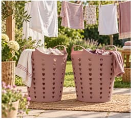 Excellent Houseware Flexibele wasmand - 2x - oudroze - 60 liter - kunststof - 47 x 50 cm — thumbnail 3