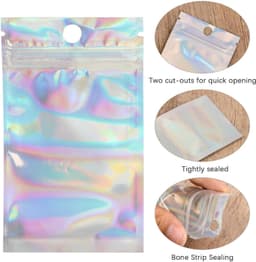 Holografische Zakken - 6 x 10 cm - Hersluitbare Waterdichte Zak met Geurbestendige Eigenschappen - Voor Snoep en Snacks — thumbnail 3