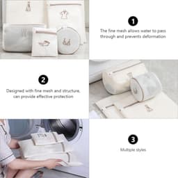 6-delige set – Waszak van mesh – Tas voor bh-verzorging – Opbergtas voor de wasmachine – Opvouwbare organizer – Ritssluiting – Beschermt kleding – voor truien, jassen, ondergoed en andere delicate items – Beige – Verkrijgbaar in verschillende maten — thumbnail 5