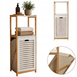 Bamboe wasmand beige 33x36x98 cm - Stijlvol en ruimtebesparend — thumbnail 1
