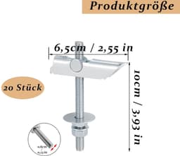 Kantelpluggen 20 stuks, M6 x 100 millimeter zwaarbelastbare veerkleppluggen van koolstofstaal, Kantelbare plug, holteplug, met schijf en moer, voor holle wanden, vezelplaat — thumbnail 4