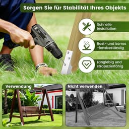 SnelShoppen - 4Pcs Grondankers voor Schommels, Thermisch Gegalvaniseerde Staalankers, Roest- en Corrosiebestendig, 42x4x4cm, Ideaal voor Tuin en Buite — thumbnail 3