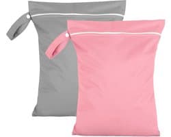 Wet Bag, 2 stuks, 40 x 30 cm, waterdicht, herbruikbaar, voor baby's, zwemmen, reizen, luiers, badpakken, vuile waszak - ShopVlot