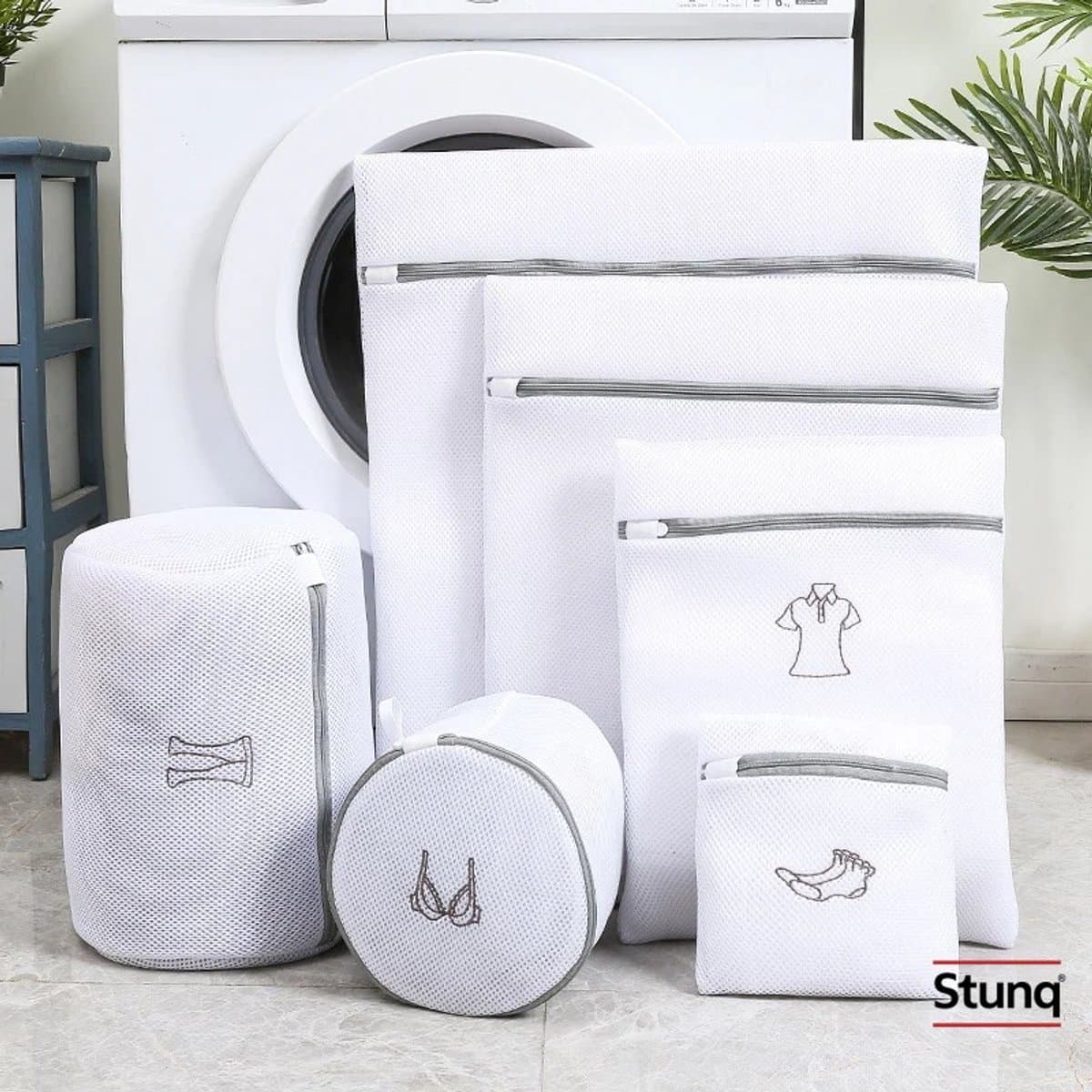 Stunq® 6-delige waszakkenset met fijnmazig gaas en ritssluiting – wit, wasmachinebestendig — afbeelding 1