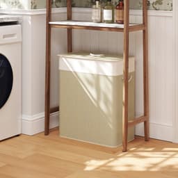 HOMCOM Wasmand - Bamboe - 52x32x63cm - Wit — thumbnail 4