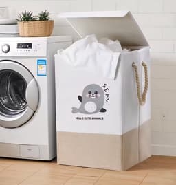Wasmand Kinderkamer - Speelgoedmand Kinderen - Opbergmand Kinderkamer - Opbergmand Met Deksel- Laundry Basket - 45L — thumbnail 3