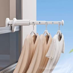 Reiskledingrek - Intrekbare paalhanger - droogrek - droogrek inklapbaar - droogrek hangend - Draagbare opvouwbare hanger - Studentenhuisvestingshanger - Bagagehanger - Autohanger - ABS - Wit — thumbnail 3