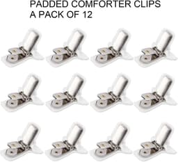 12 stuks Dekbedpinnen - Bed Sheet Holders - Quilt Clips - Dekbedovertrek Clips - Attachment Comforter - Quilt Fixing Clips - Om rommelige lakens te organiseren - Wit - Metaal — thumbnail 4