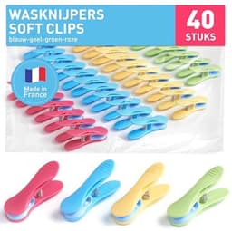 Zachte wasknijpers set van 40 stuks in blauw, geel, groen en roze — thumbnail 1