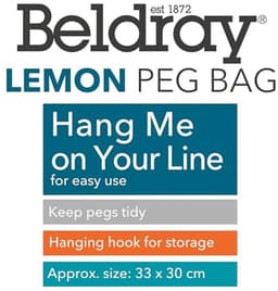 Lemon Print Peg Bag – Organiseer en Hang Makkelijk Op voor Klemmen, Geschikt voor Binnen/Buiten, Herbruikbaar, 33 x 30 cm — thumbnail 5