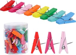 50x Kleurrijke Houten Push Pin Clips voor Prikbord en Foto's - Multifunctionele Plakspelden — thumbnail 1