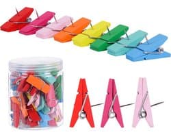 50x Kleurrijke Houten Push Pin Clips voor Prikbord en Foto's - Multifunctionele Plakspelden — afbeelding 1