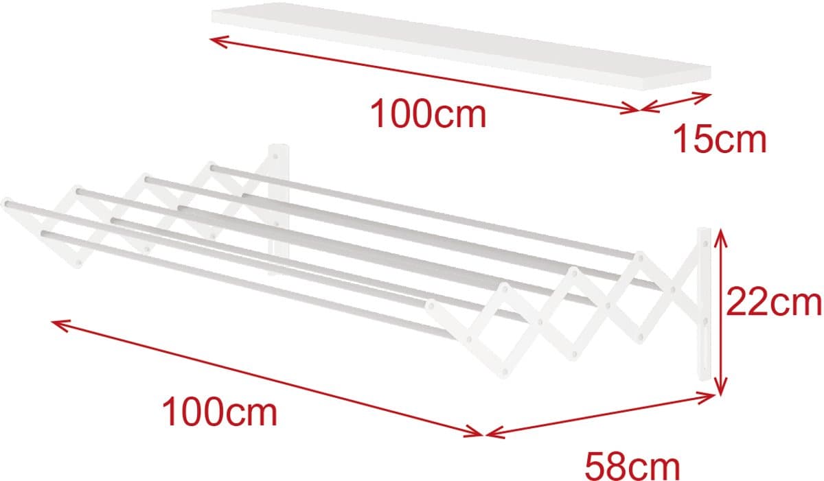 Uittrekbaar Wasrek - 100 cm - Wit - Ruimtebesparend — afbeelding 1