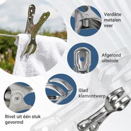 Wasknijpers RVS 4-Stuks – Metalen Wasknijper Groot – Roestvrijstalen Papierklem en Foto Clip – Sterke Handdoek Knijpers voor Kleding, Waslijn, Wasrek en Kantoor — thumbnail 5