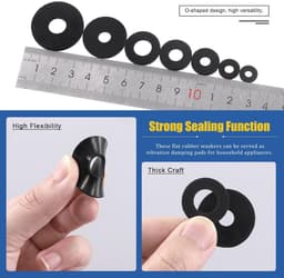Assortiment set van 175 stuks vlakke rubber washers - 7 maten voor lek- en trillingsdemping — thumbnail 5