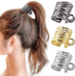 3x Metal Haarspeld voor Hoge Paardenstaart - Non-Slip Klem voor Dik & Dun Haar — thumbnail 1