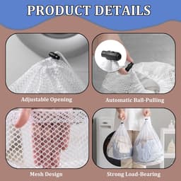 IMPERATORIS® Waszakken voor de wasmachine - Bescherming voor delicate kleding en schoenen - Wasnet van gaas - Voorkomt slijtage - Set van 4 - Wit - 40 x 30 cm — thumbnail 3