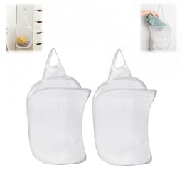 2 stuks - Opvouwbare wasmand voor aan de muur - Wasmand voor aan de muur - Hangende wasmand - Wasmand van gaas voor aan de muur - Ademend - Met handvat - Wit - 30*40*18 cm - Geschikt voor kleding en speelgoed — thumbnail 1