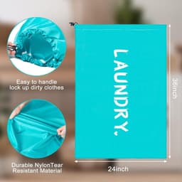 Waszakken - 60*90cm Waszak Groot - Set van 2 stuks - Wasgoed Opbergtas met Trekkoord - Badkamer Was Zak - Laundry Bag - Zwart en Grijs — thumbnail 2