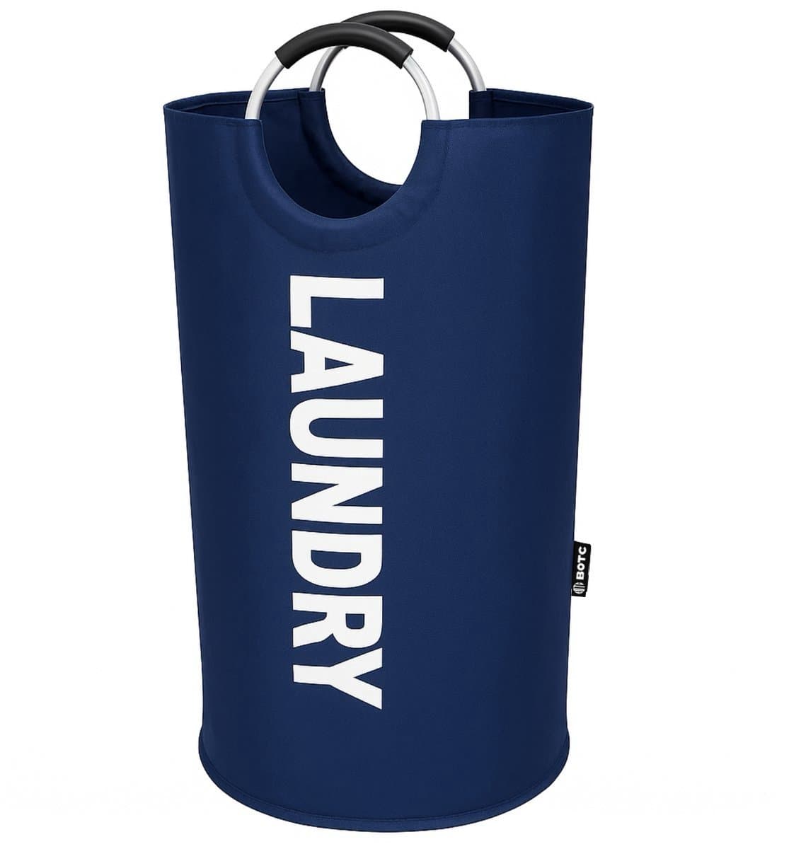 BOTC Wasmand - Waszak - Laundry basket - Wassorteerder - 38x63 cm - waszak vouwbaar - draagbaar wasbox - Donkerblauw — afbeelding 1