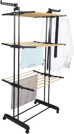 Home Deco Factory Wasrek/droogrek - zwart - metaal - 73 x 64 x 173 cm - staand - drogen — thumbnail 5