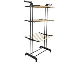 Home Deco Factory Wasrek/droogrek - zwart - metaal - 73 x 64 x 173 cm - staand - drogen
