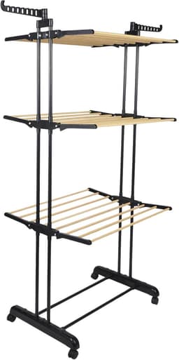 Home Deco Factory Wasrek/droogrek - zwart - metaal - 73 x 64 x 173 cm - staand - drogen — thumbnail 1