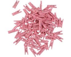 Mini Houten Knijpers - Decoratieve Wasknijpers in Roze (50/100 Stuks)
