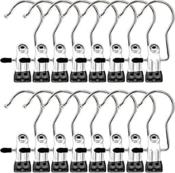 16 Stuks - RVS Wasknijpers - Handdoekclips - Handdoekklem - Handdoeklusjes met Clip - Winddichte Wasknijpers - Houders - Metalen Handdoekclips - Ophangklemmen - Zwart — thumbnail 1