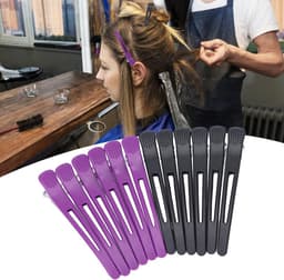 12 Professionele Haarclips voor Knippen en Stylen - Antislip Krokodillenclips met Siliconen Band — thumbnail 2
