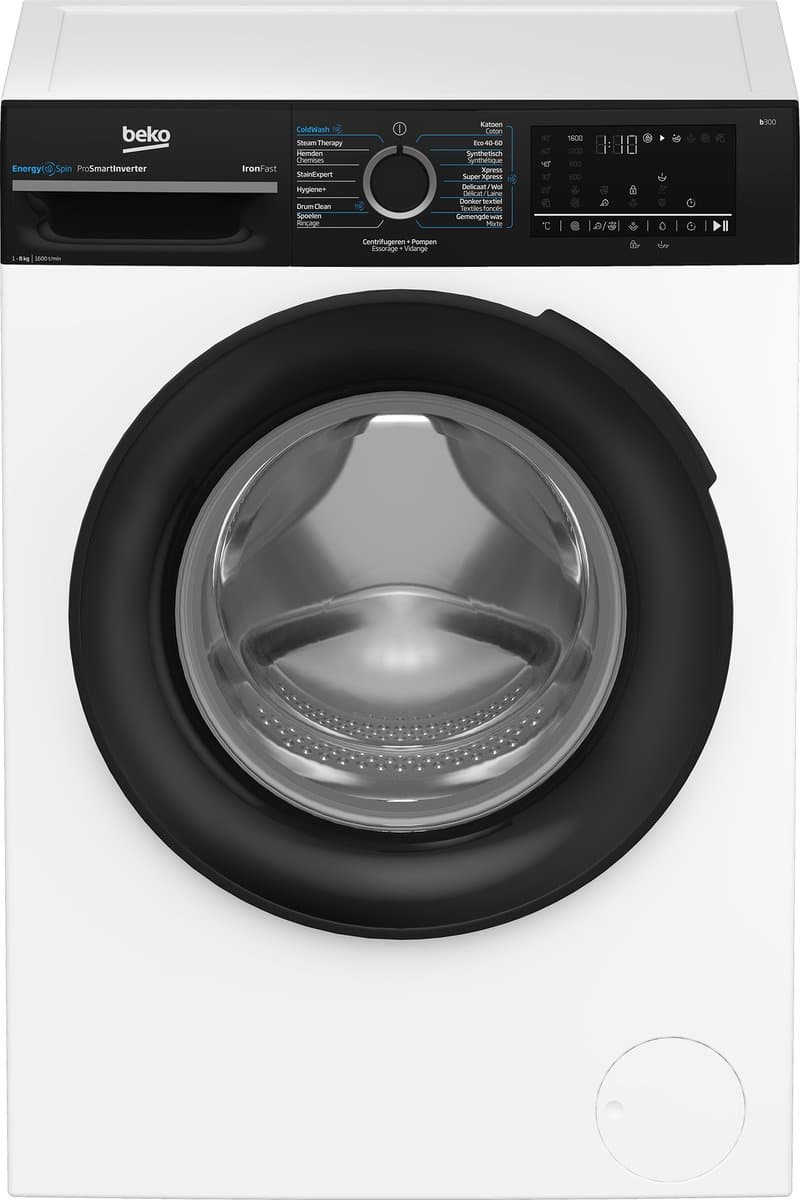Beko BM3WFU4861B wasmachine Voorlader 8 kg 1600 RPM Zwart, Wit — afbeelding 1